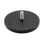 Gummibelagt neodymium magnet Ø66x8,5 mm med M8x15 gevindhals og 18,0 kg holdekraft